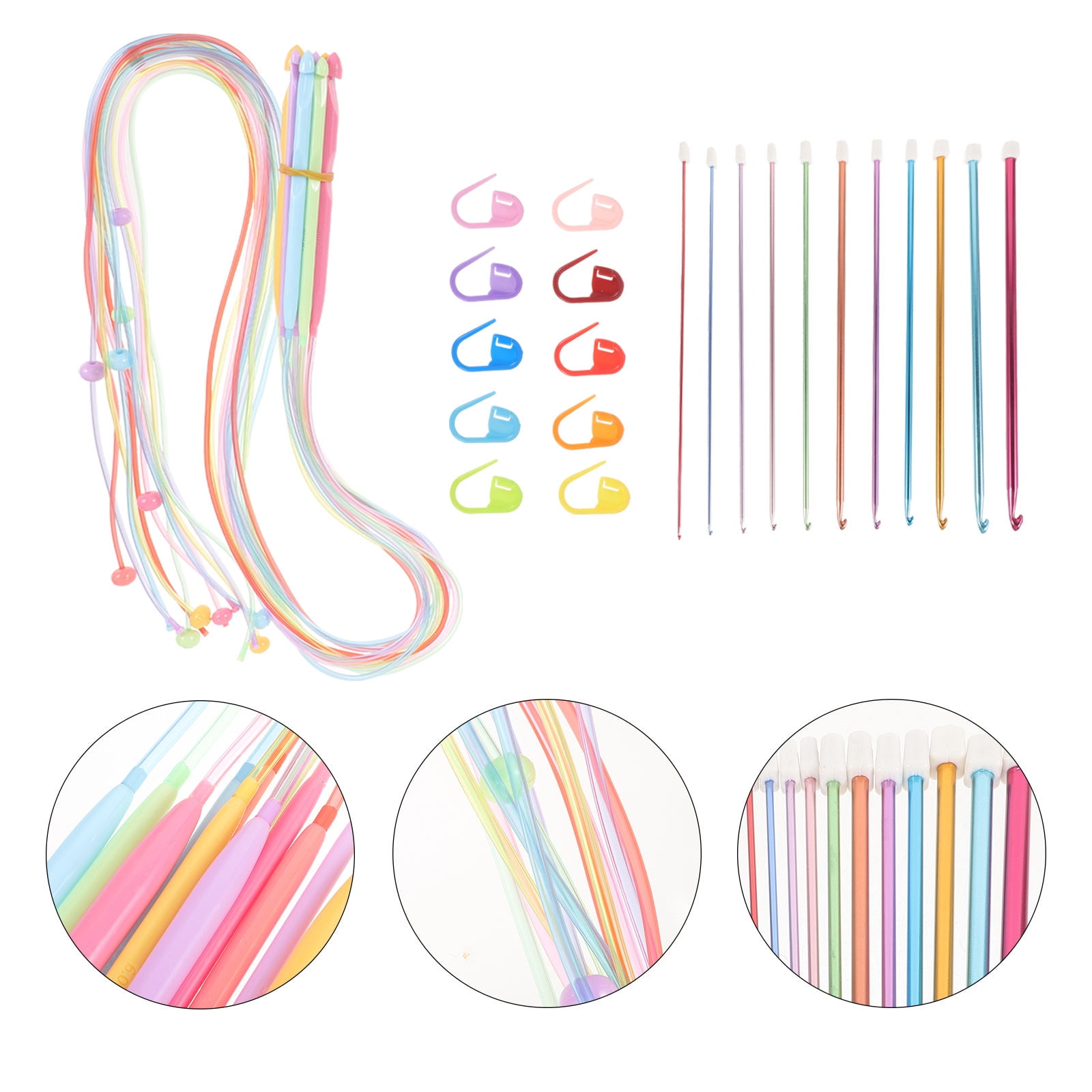 Mobestech Crochet Needle Set 1 Set Assorted Color Plastic Hooks for Handicrafts, Knitting, and Home Projects