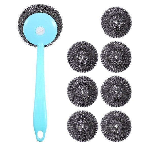 Mobestech 1 Set Stainless Steel Scourer Round Plastic Kitchen Cleaning