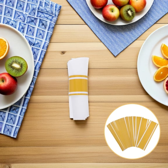 Mobestech Paper Napkin Self-Adhesive Bands for Elegant Home Dinner Parties, 100 Pieces