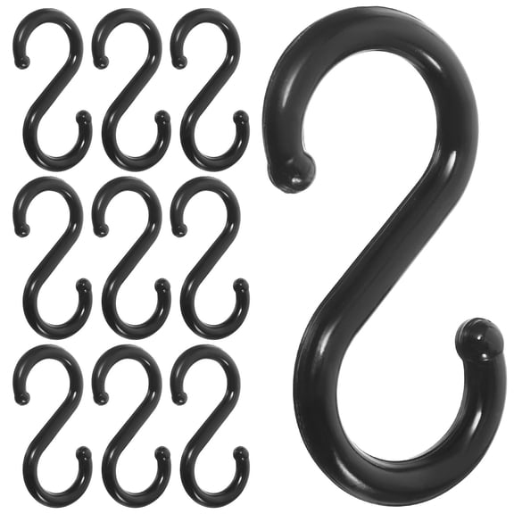 Mobestech S-Shaped Hooks Black Strong Plastic Closet Clothes Hanger Decorative