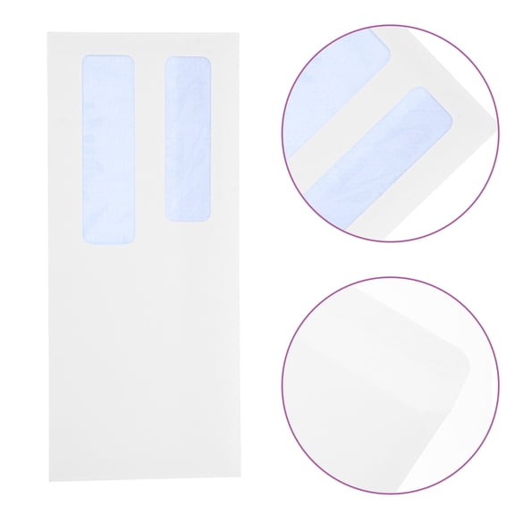 Mobestech 100Pcs Self Seal Double Window Check Envelopes White for Secure Business Mailing