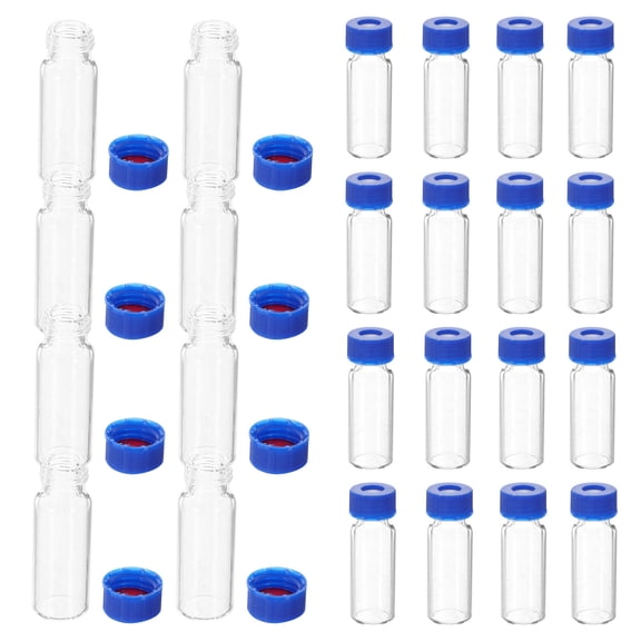 Mobestech 100Pcs Tiny Glass Vials with Leak Proof Caps Clear Glass Bottles for Sample Storage
