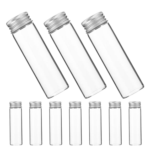 Mobestech 10Pcs Mini Clear Glass Vials With Aluminum Caps For Essential Oil Samples And Travel Use