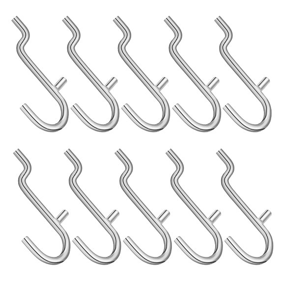 Mobestech 10pcs Pegboard Hangers For Wall Storage Solutions In Silver Stainless Steel For Households