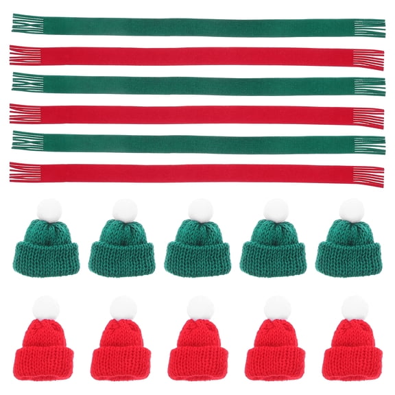 Mobestech 10x Mini Christmas Wine Bottle Hats, Assorted Color Knitted Holiday Toppers for Festive Party Decor