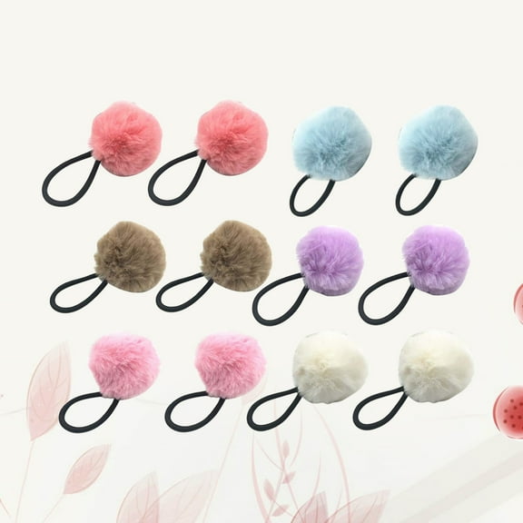 Mobestech 12 Pcs Signature Pompom Hair Ties Ball Hair Bands for Girls Costume Parties in Multiple Colors
