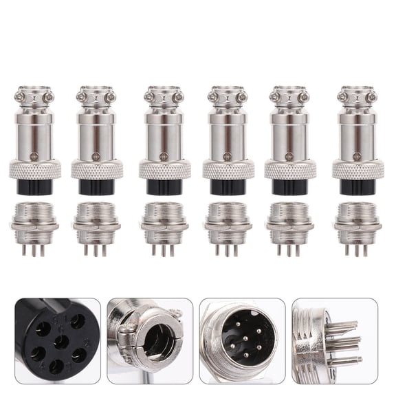 Mobestech 12Pcs Black Circular Aviation Plug 6 Pin Connector Electrical Cable Joint for Navigation