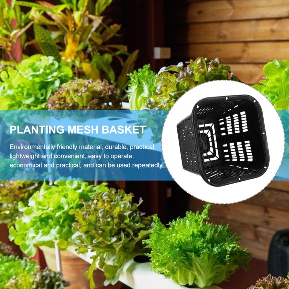 Mobestech Garden Mesh Net Pot Black Plastic Breathable for Plant Growth 12Pcs