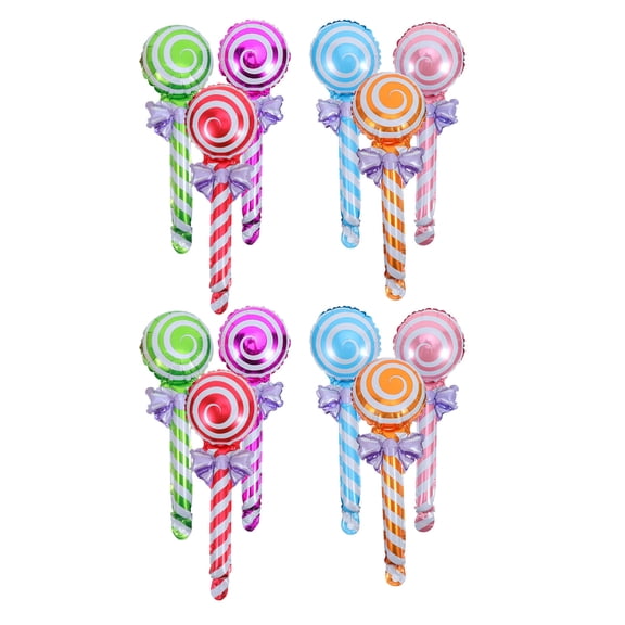Mobestech 12Pcs Jumbo Inflatable Lollipop Balloons Candy Shape Foil Balloon Decorations