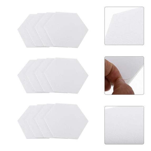 Mobestech Felt Hexagon Wall Board White Self-Adhesive for Notes and Photos 12Pcs