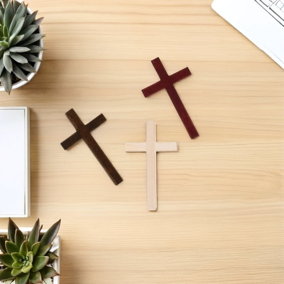 Mobestech 12Pcs Sturdy Wood Handheld Cross with Comfortable Grip Assorted Color Cross Decor