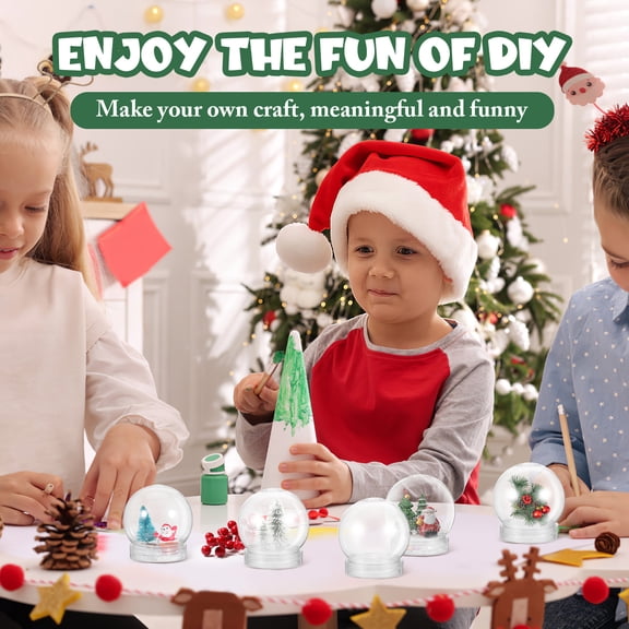Mobestech 15-Piece Snow Globe Ornaments Set, Transparent Round Craft Fillable , 7x6x6 cm for Holiday Decoration