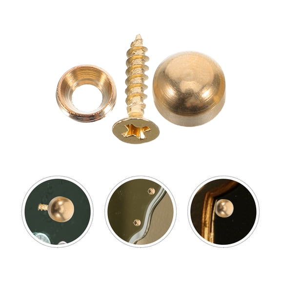 Mobestech 16-Piece Copper Self-Tapping Screws with Decorative Caps for Furniture, Wall Decor, and Hardware Projects