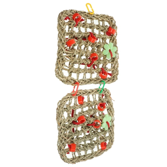 Mobestech Pet Hanging Climbing Net Swing for Rabbits Parrots and Small Pets Beige Material