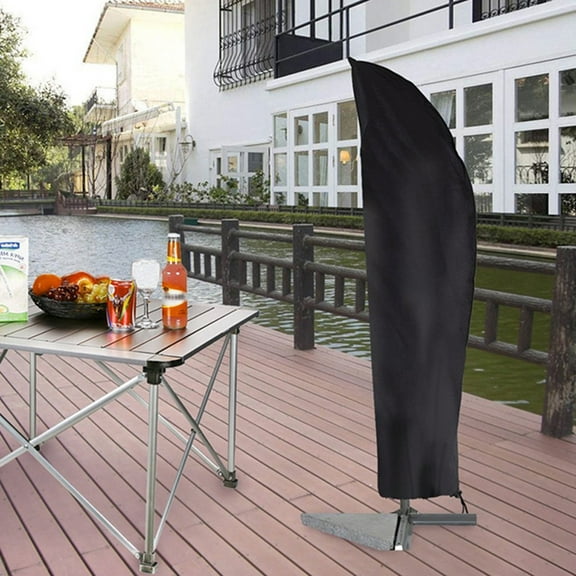 Mobestech Patio Umbrella Cover Black Weatherproof Easy Fit for Year-Round Use