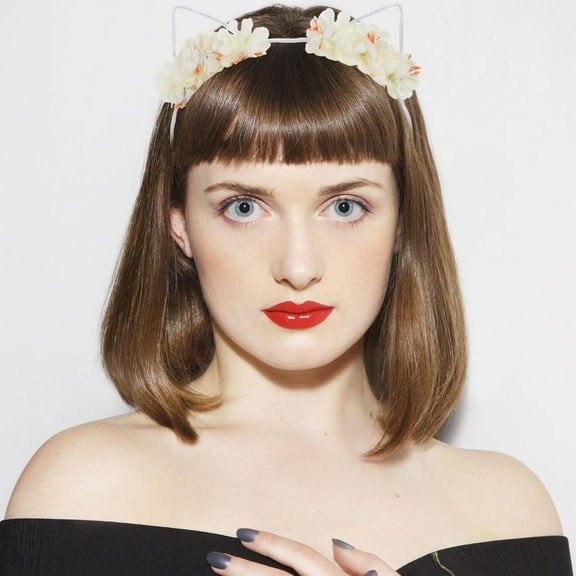 Mobestech Adorable Cat Ears Headband White for Daily and Christmas Wear