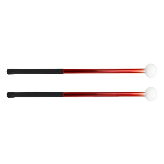 Mobestech Red Alloy Felt Drumsticks Pair for Marching Band, Drum Practice, Percussion Performance Accessories