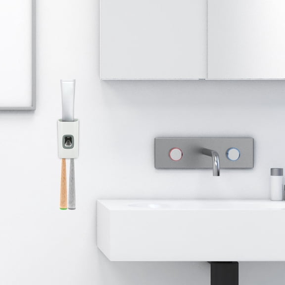 Mobestech 1Pc Wall Mounted Toothpaste Dispenser with Eco-Friendly ABS Material White