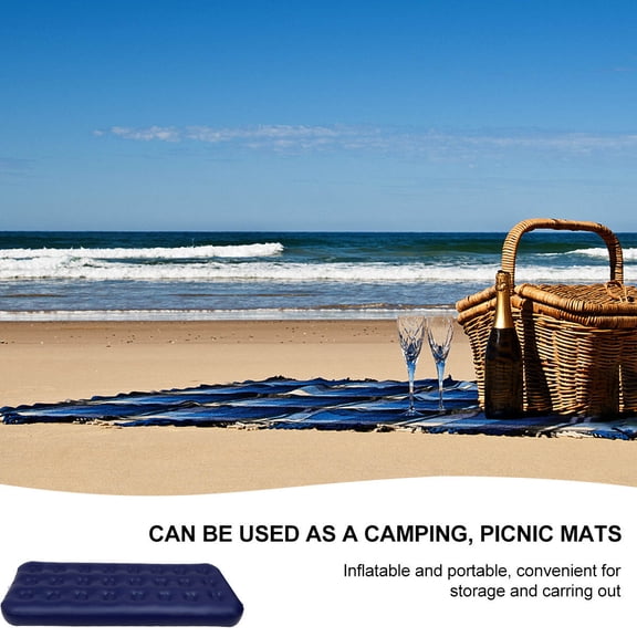 Mobestech 1Pc Foldable Blue Air Mattress Cushion with Durable PVC for Sleeping Outdoors