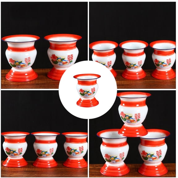 Mobestech 1Pc Portable Potty Red Enamel Spittoon Stable Structure for Convenient Home Use