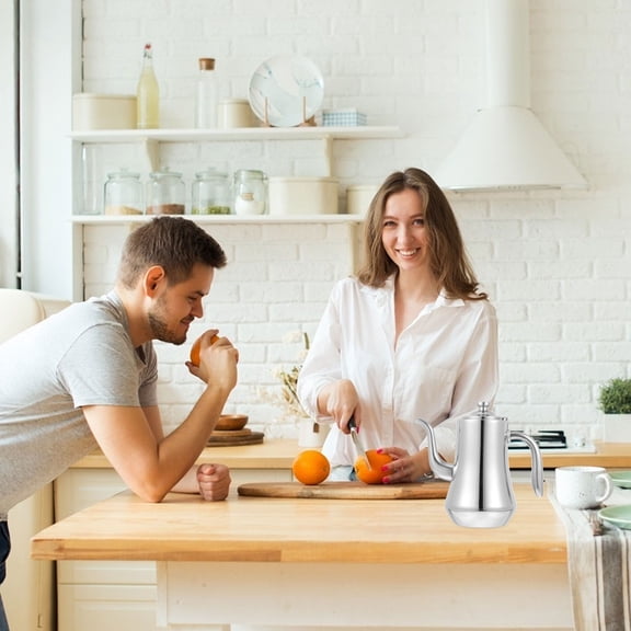 Mobestech 1Pc Practical Grey Stainless Steel Tea Kettle with Filter for Home Restaurants and Hotels