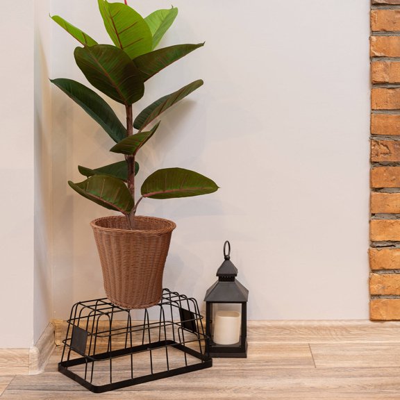 Mobestech 1Pc Rattan Trash Basket Light Brown Compact Chic and Elegant Home Storage Use