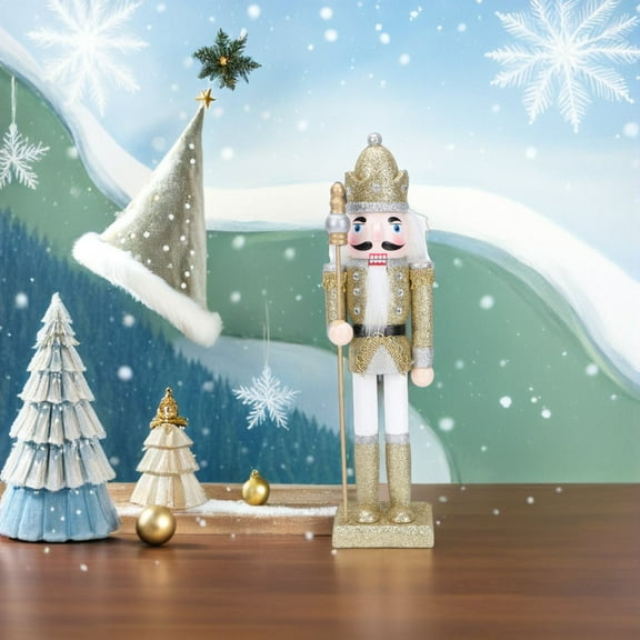 Mobestech Golden Wooden Nutcracker Puppet for Decor -  Desktop Ornament