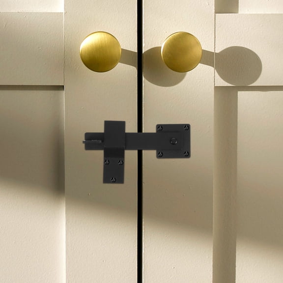 Mobestech 1Set Black Rotatable Door Latch Lock Heavy Duty Bolt Lock for Barn Door and Gate Hardware