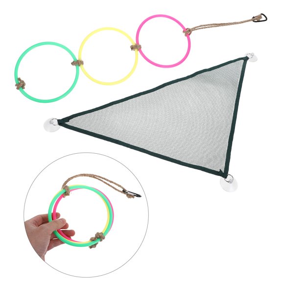 Mobestech Green Reptile Hammock with Climbing Net for Snake and Lizard Enrichment, Habitat Accessory