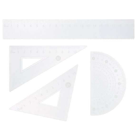 Mobestech 1Set Lightweight Plastic Ruler and Protractor Set with Triangle for Drawing and Drafting