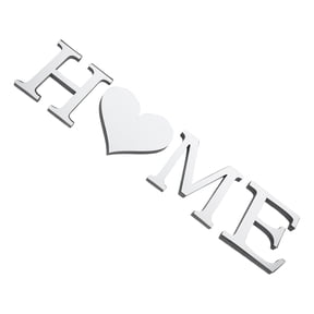 Mobestech 1Set Stylish 3D Plated Silver Acrylic Mirror Wall Letters Decorative