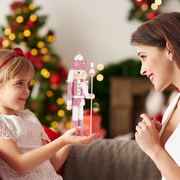 Mobestech Candy Theme Nutcracker Pink Nutcracker Ornament Wood 1Pcs