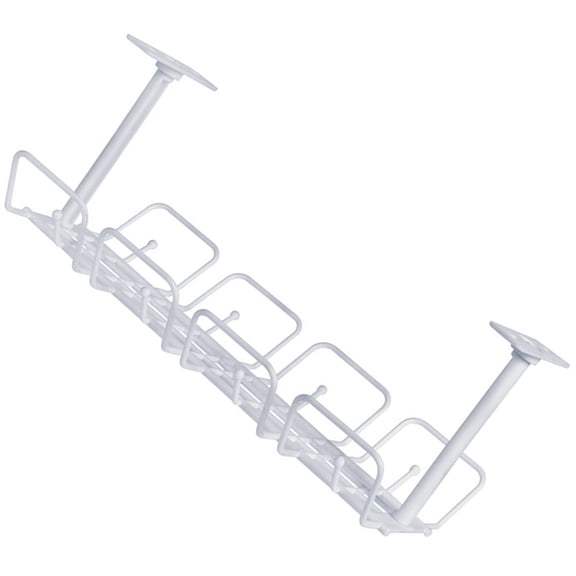 Mobestech 1Set Plastic Under Desk Cable Basket White for Compact Cord Management and Storage