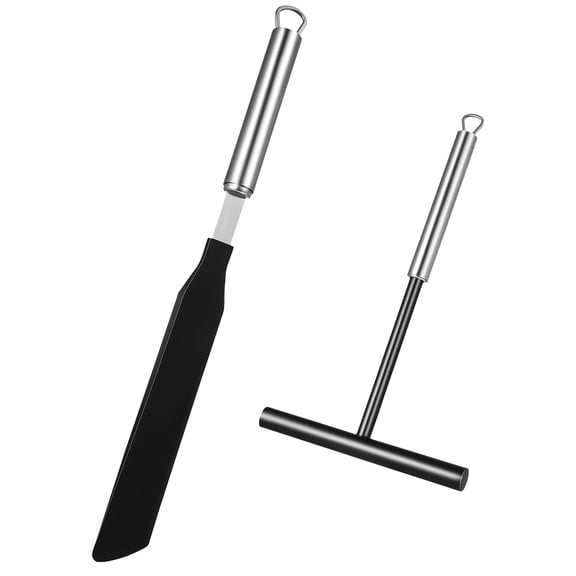 Mobestech 2 Sets Crepe Spreader and Spatula Kit Stainless Steel Cooking Gadgets for Food Preparation