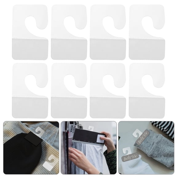 Mobestech 200Pcs Clear PVC Hanging Tabs Hooks Self Adhesive for Jewelry Makeup Tool Storage