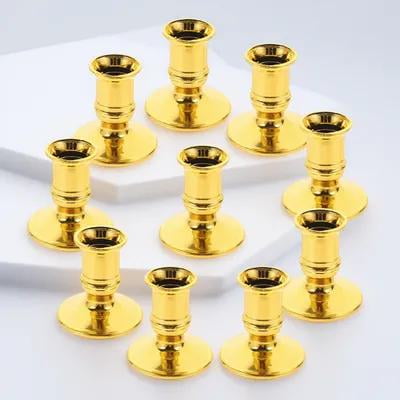 Mobestech 20Pcs Golden Electronic Candleholder Plastic Pillar Candle Base for Elegant Indoor Decor