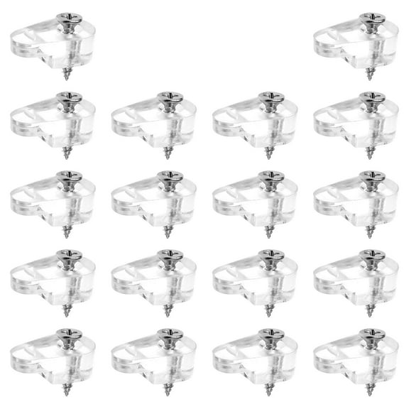 Mobestech 20Pcs Transparent Mirror Holder Clips Plastic Fixing Clips with Screws for Wall Mirrors