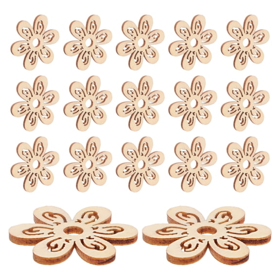 Mobestech Beige Wooden Floral Hollow Out for Home and Party Decoration 20Pcs