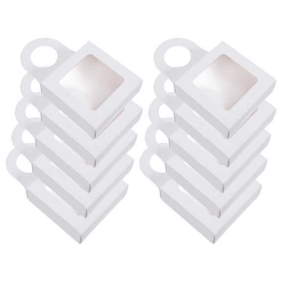 Mobestech 25Pcs Hanging Wine Bottle Box White Paper Material with Window for Display and Storage