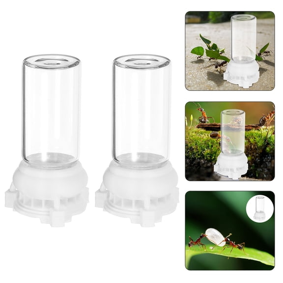 Mobestech 2Pcs Ant Feeder for Houses Transparent Square Plastic Ants Water Feeding 2.36X1.26X1.26in