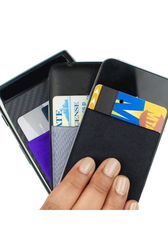 2Pcs Black Phone Back Card Holder Wallet for Credit Cards with Non Slip Grip