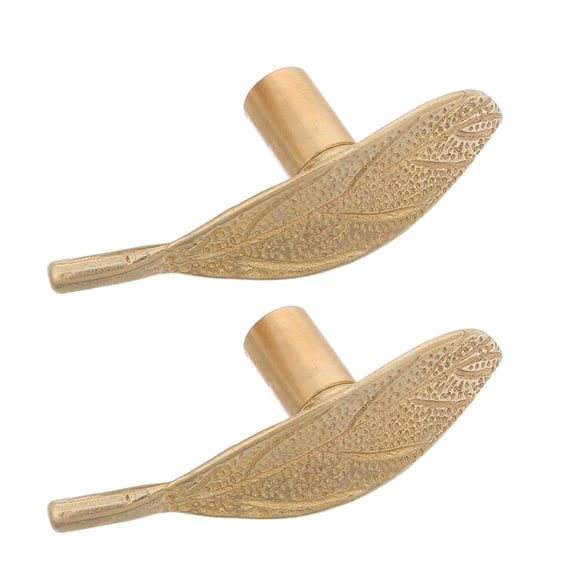 Mobestech Set of 2 Golden Brass Leaf Drawer Pulls Decorative Cabinet Knobs for Kitchen Cupboards and Wardrobe Doors