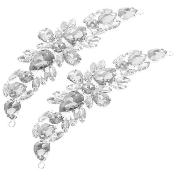 Mobestech 2Pcs White Rhinestone Flower Applique for Bridal Shoes Elegant Crystal Embellishments Wedding Decor