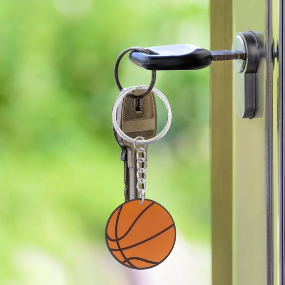 Mobestech 2Pcs Brown Basketball Keychain Stylish Sports Pendant for Everyday Use