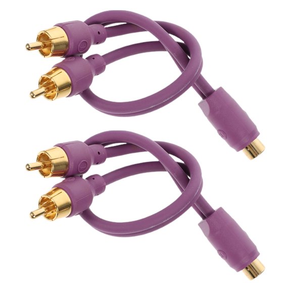 Mobestech 2Pcs Car Audio Rca Y Splitter Cable Violet for Dual Speaker Subwoofer Amplifier