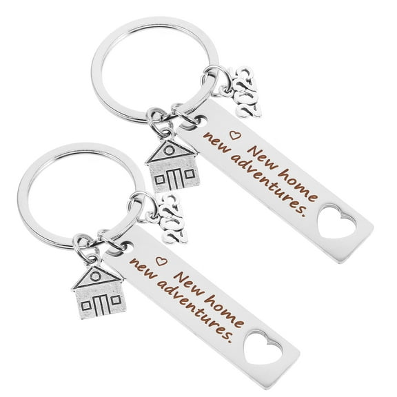 Mobestech 2Pcs Creative Keychain for New Home Keys Durable Stainless Steel Material