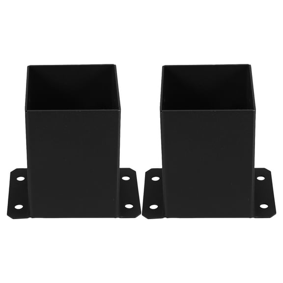 Mobestech 2-Pack Black Metal Post Base Brackets for Wood Fence, Mailbox, Deck Support, Outdoor Construction and Projects