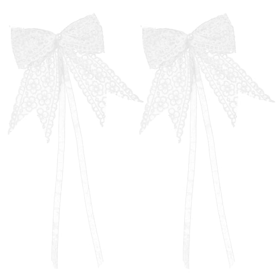 Mobestech 2-Pack White Lace Bow Hair Clip Decorations for Crafting, Wrapping, Party and Wedding Accessories