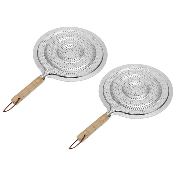 Mobestech 2Pcs Silver Insulation Pads Wooden Handle Pan Protection for Kitchen