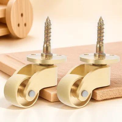 Mobestech 2Pcs Heavy Duty Wheel Casters Furniture Wheels Golden Brass For Workbench